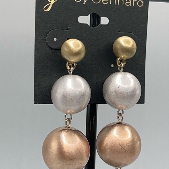 G by Gennaro Dangle Earrings Copper Silver Gold - Picture 2 of 5